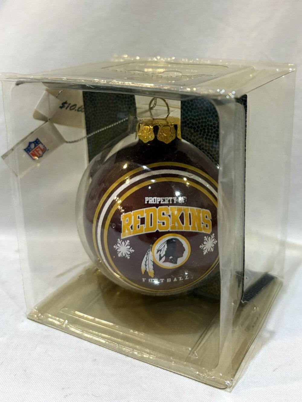 NFL Washington Redskin Glass Ball Ornament New in Package New Old Stock